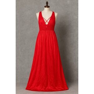 Vintage Red Satin Lace Slip Dress Y2K Lilly of France Romantic Coquette Medium